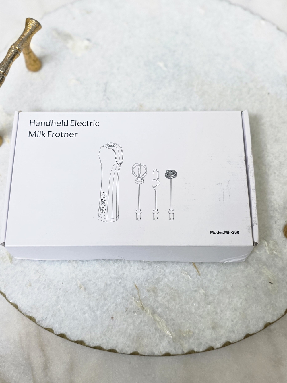 Handheld Electric Milk Frother 3 Speed USB Rechargeable 3 Whisk Heads MF-200